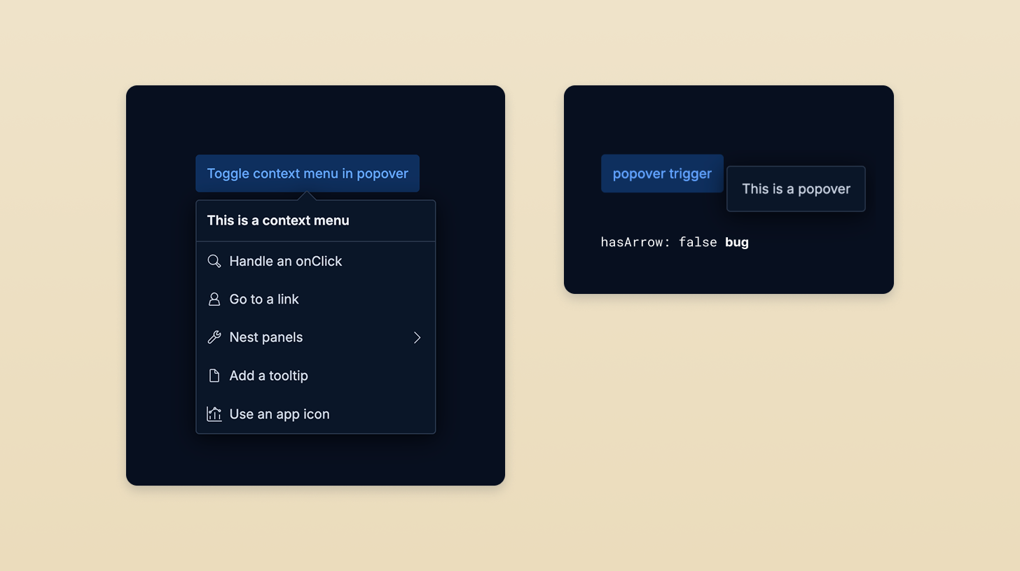 Current EUI popover with arrow.