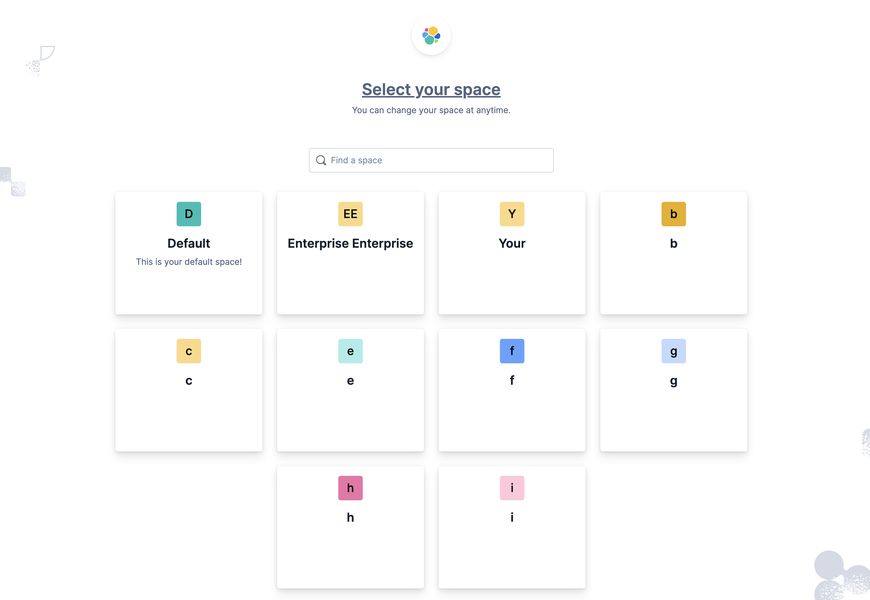 Space selector UI before change