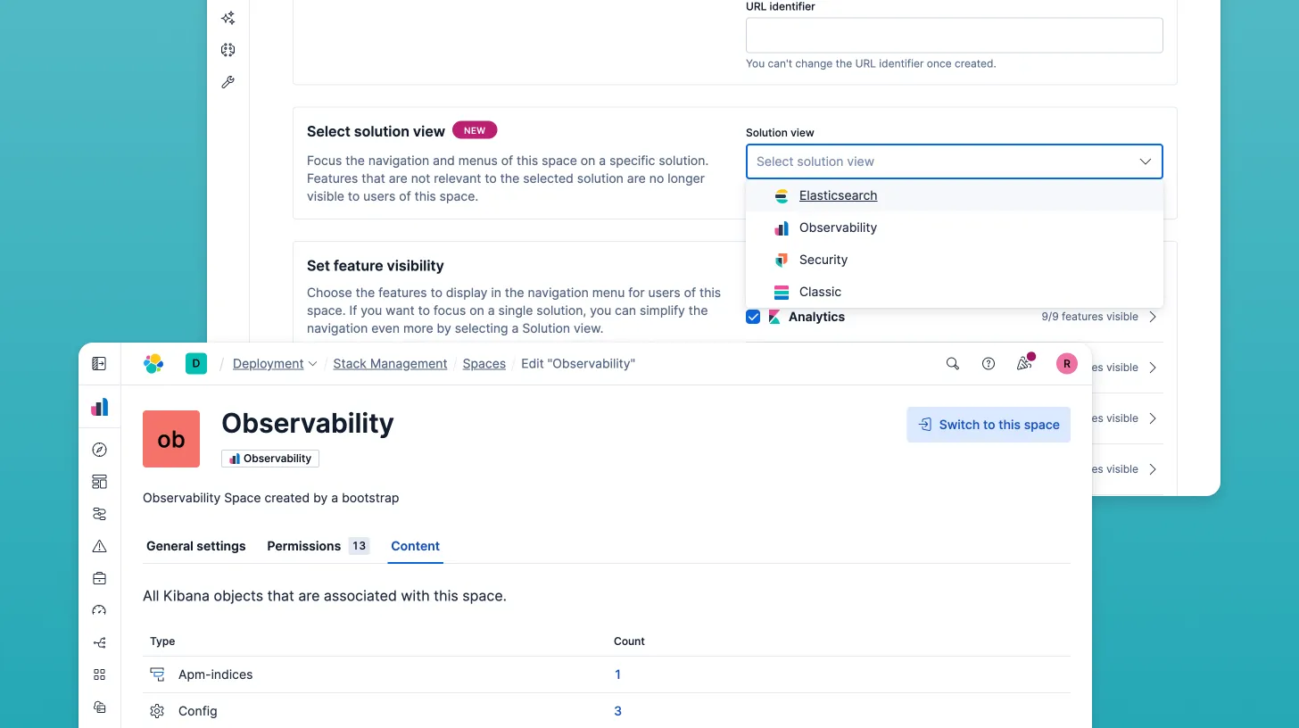 High-fidelity mockup of solution views in Spaces